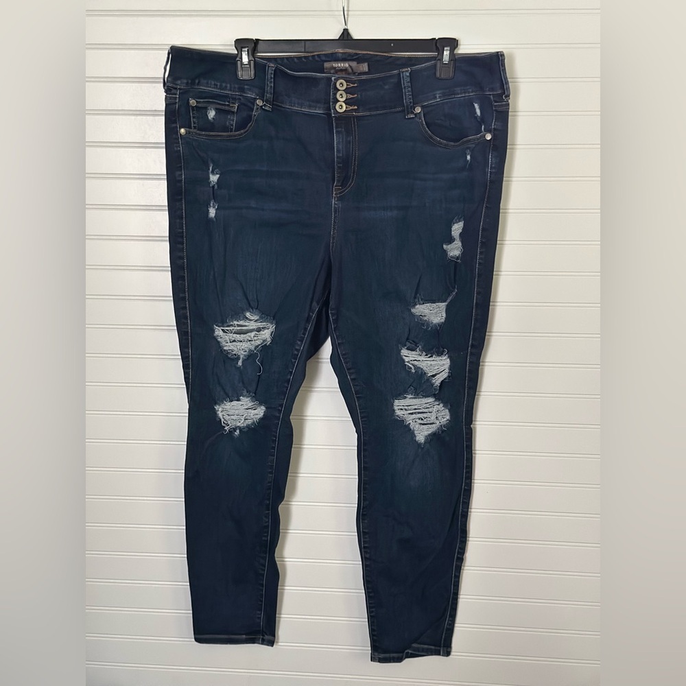 Torrid Women's Deep Indigo Jeggings Super Soft Stretchy - Picture 3 of 5